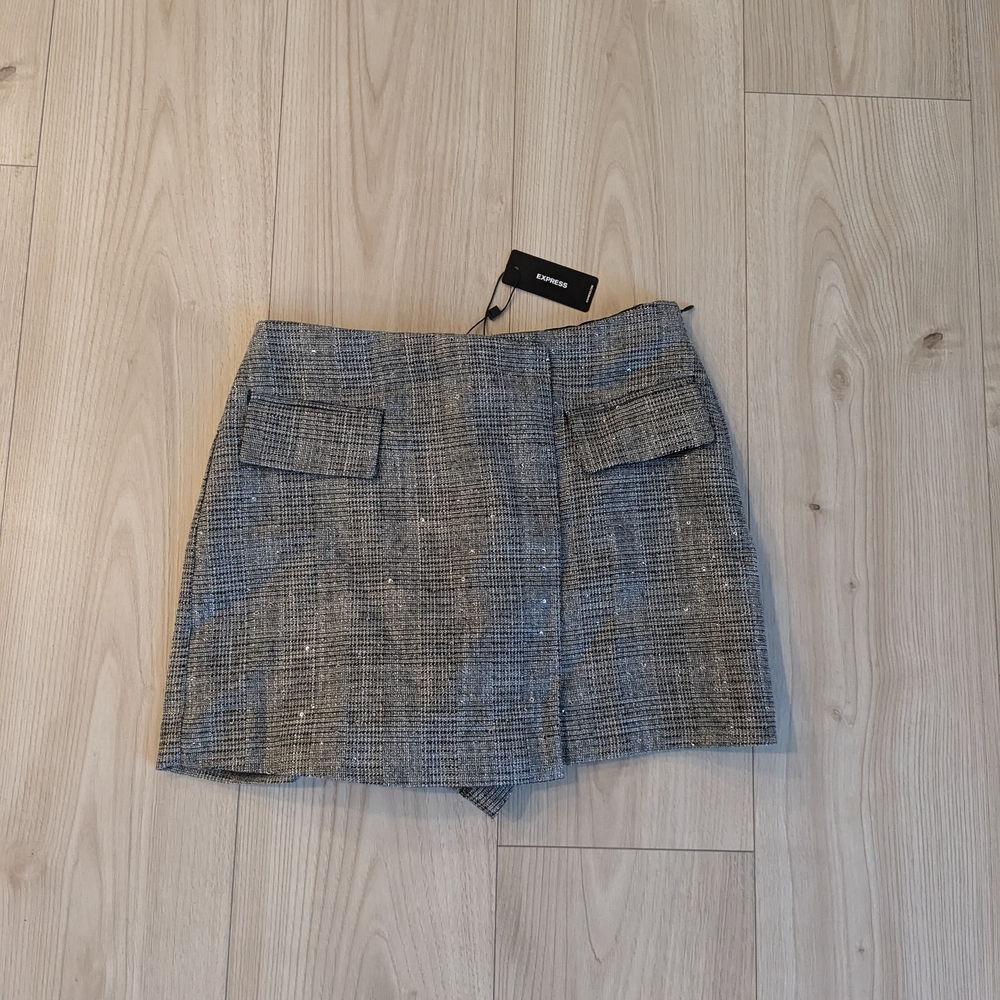 Express Gray Tweed Skort